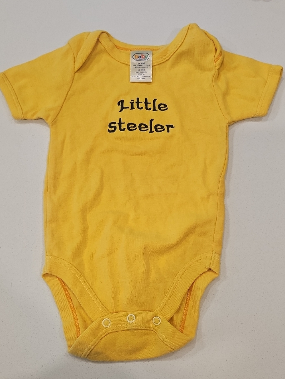 Yellow "Little Steeler" Baby Onesie